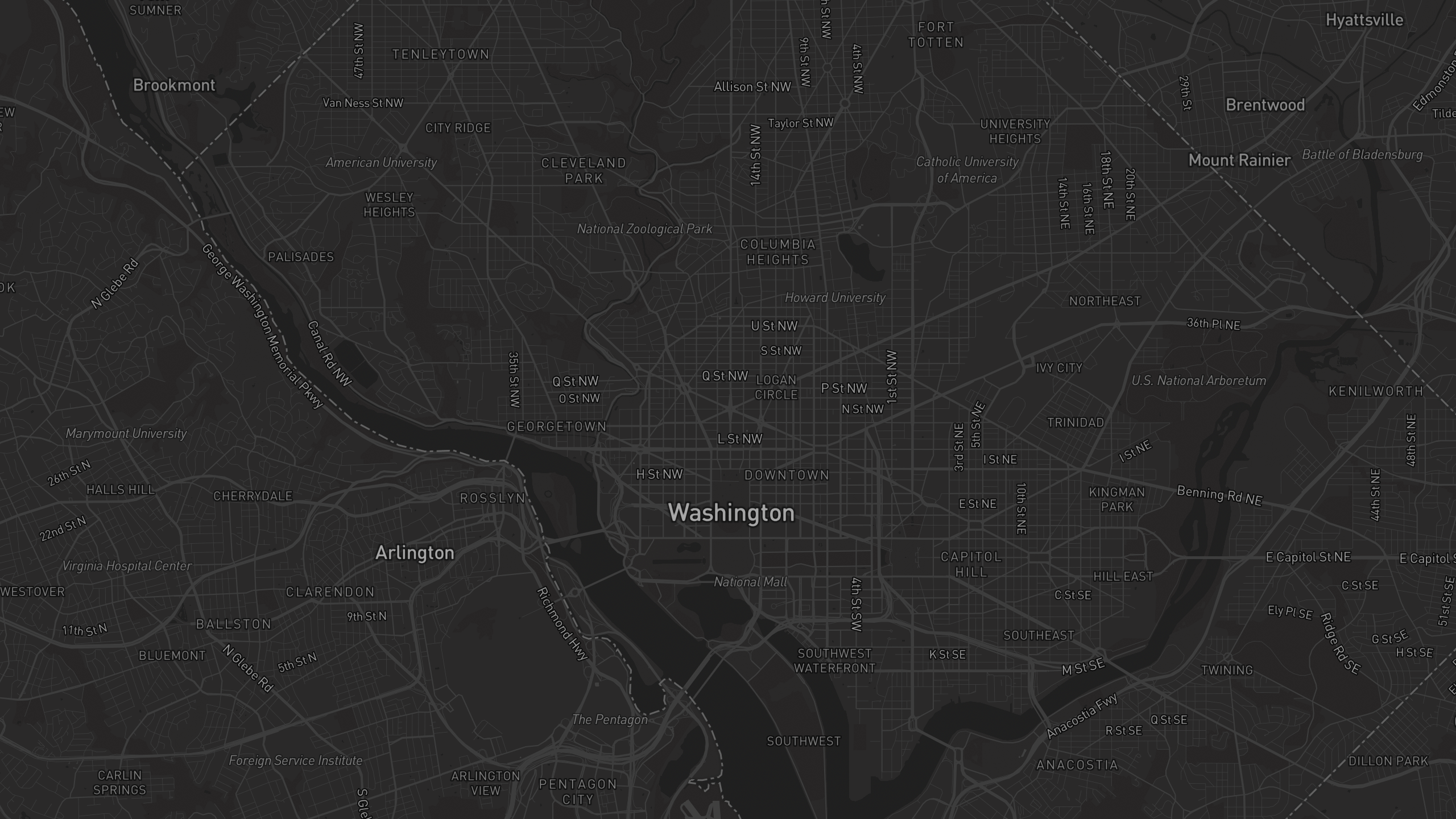Aerial 3D map of District of Columbia with highlighted care provider regions — The Care Ratings