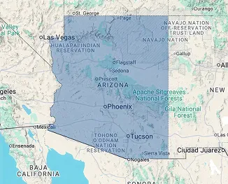 Map of Arizona displaying nursing home and senior care facility distribution across the Grand Canyon State