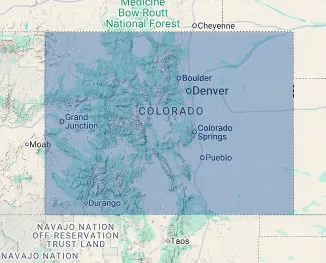 Map of Colorado showing nursing home and memory care facility locations across the Centennial State