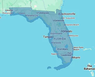 Map of Florida highlighting nursing home and senior care facility distribution across the Sunshine State
