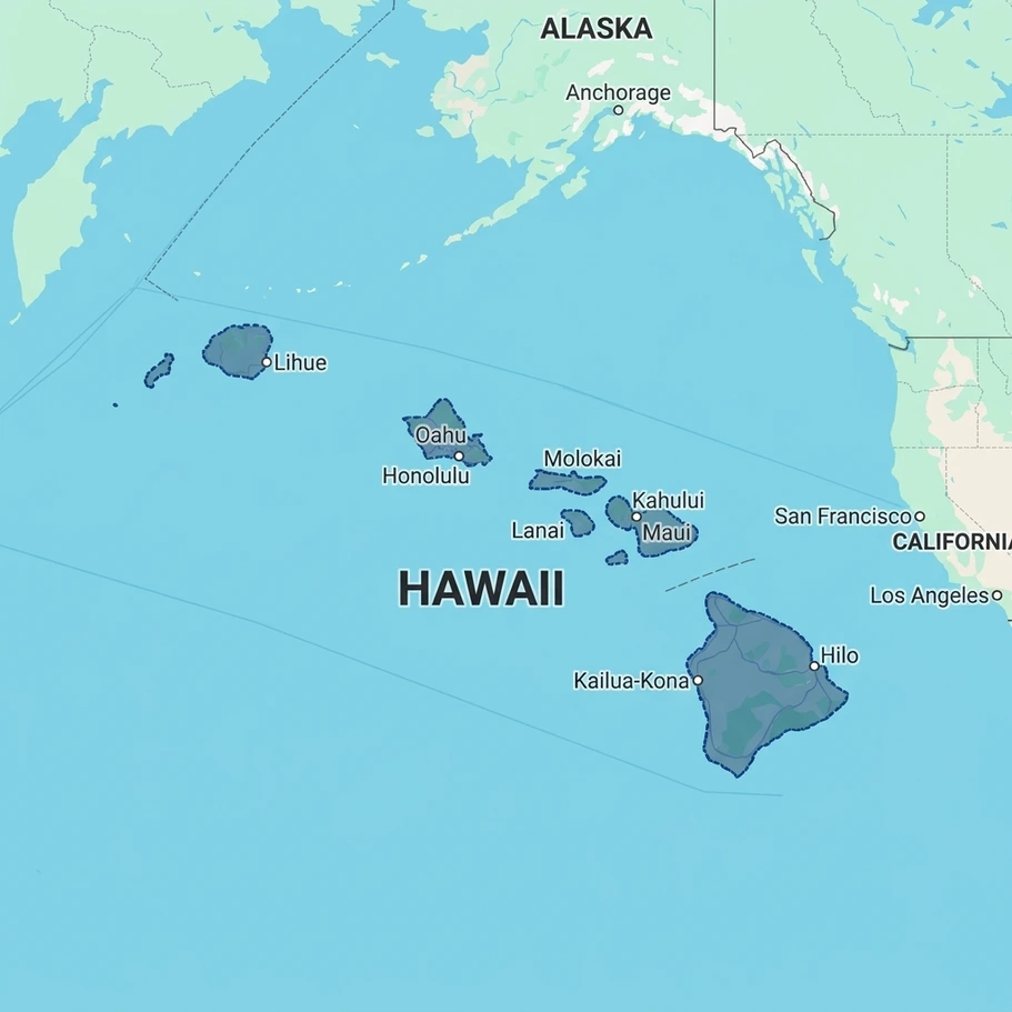 Map of Hawaii displaying nursing home and elder care facility locations across the Aloha State