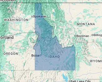 Map of Idaho illustrating nursing home and long-term care facility coverage across the Gem State