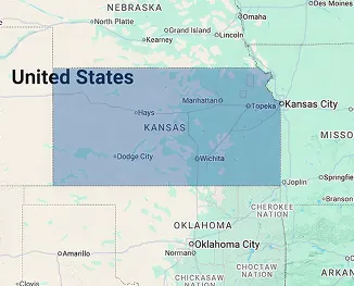 Map of Kansas illustrating nursing home and rehabilitation center locations across the Sunflower State