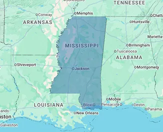Map of Mississippi illustrating nursing home and elder care facility locations across the Magnolia State