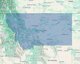 Map of Montana showing nursing home and skilled nursing facility coverage across the Treasure State
