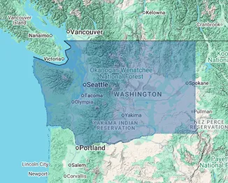 Map of Washington displaying nursing home and long-term care facility coverage across the Evergreen State