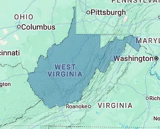 Map of West Virginia illustrating nursing home and elder care facility locations across the Mountain State
